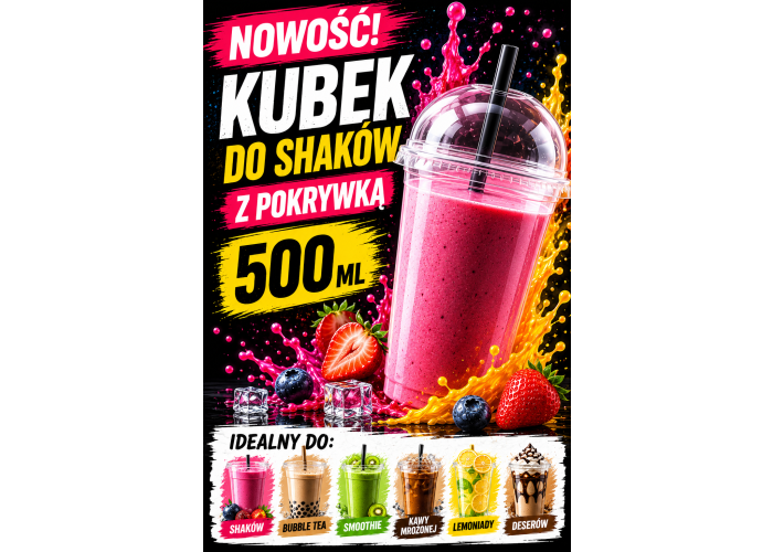 Kubek do shaków z pokrywką 500 ml — wygoda, która sprawdza się każdego dnia